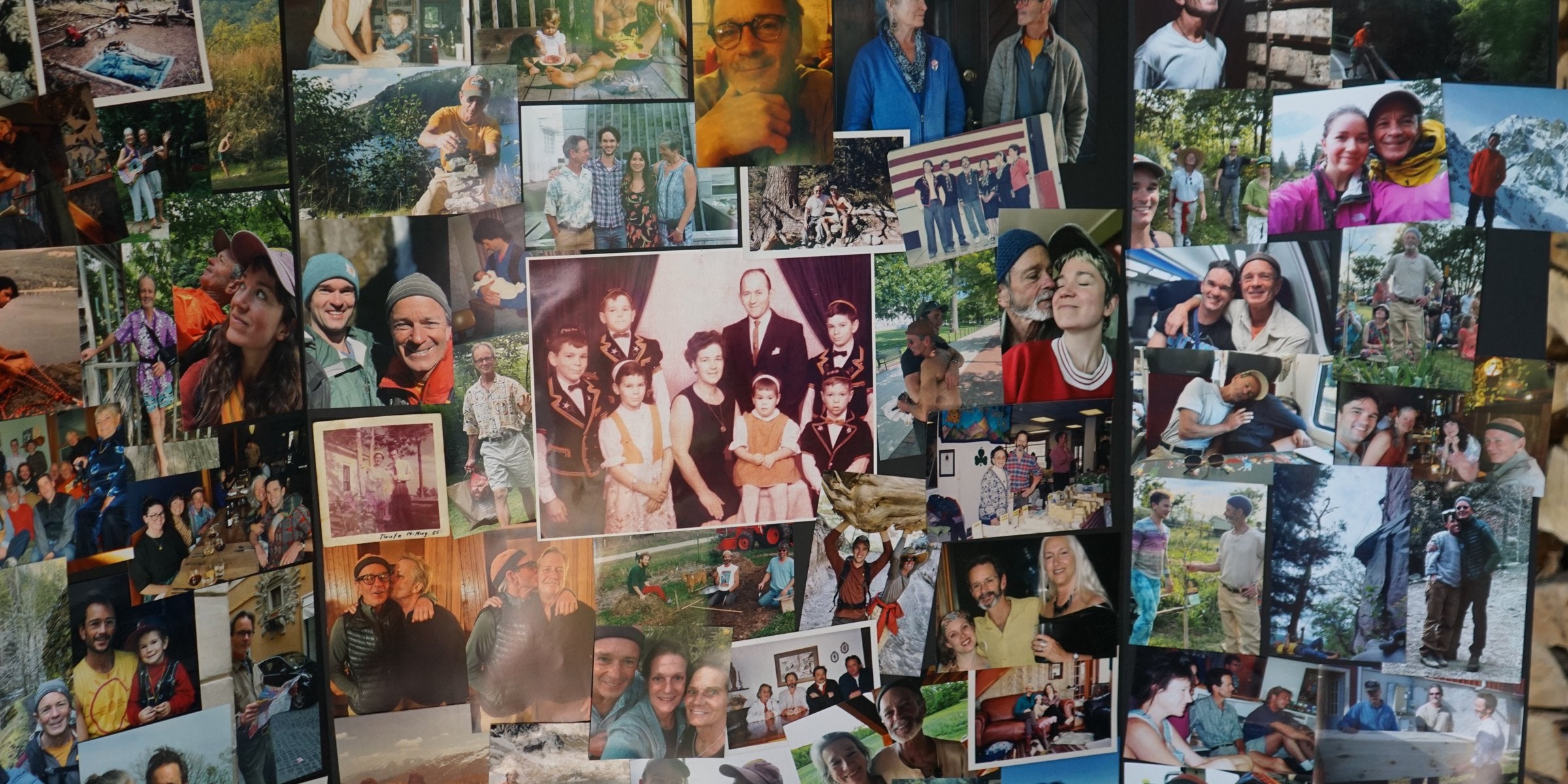 A wall of photographs from Willi Lehner's life